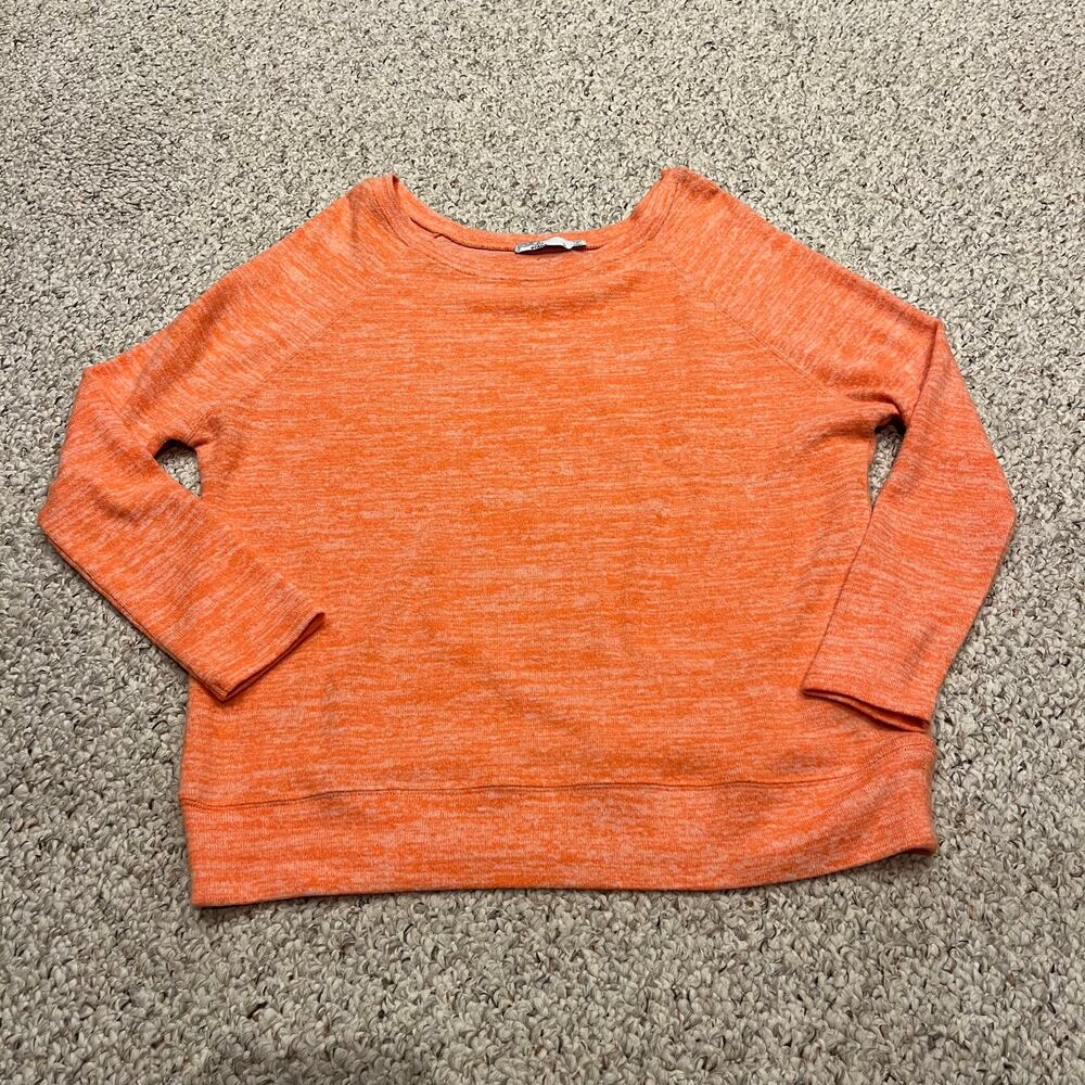 Prana Geovine Fleece Pullover Sweatshirt Sz L Coral Orange Outdoor Cozy